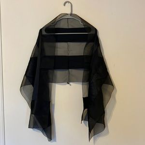 Mina Mann| Silk organza black scarf/wrap | Designer